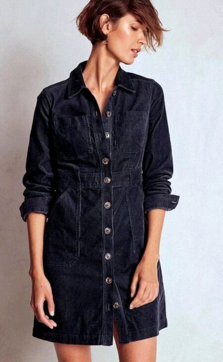 Boden Dresses & Skirts - Boden Long navy blue Amanda Cord Short Dress cotton blend
